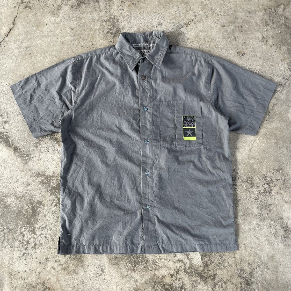 image of Skategang x Welcome Skateboards Duff Shoes Skatedboard Splash Word Workers Buttons Shirts in Grey (