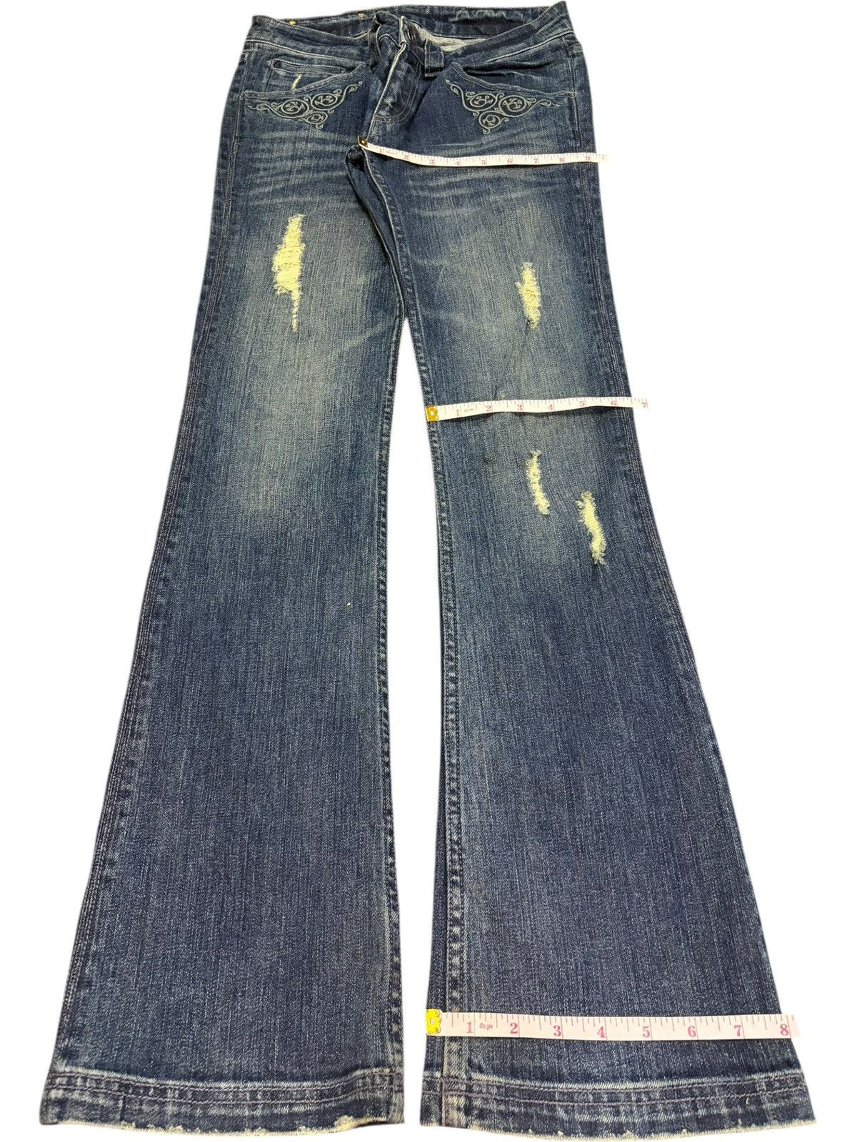 Hysteric Glamour Vintage Japanese Buffalo Distressed Low Rise Flare Jeans Size 27" / US 4 / IT 40 - 8 Thumbnail