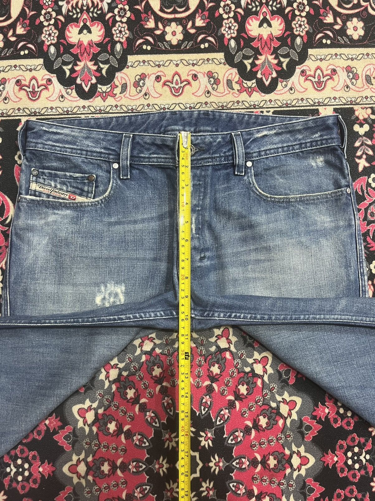 Diesel Vintage Diesel Blue Washed Distressed Buttonfly Flare Jeans Size US 33 - 16 Thumbnail