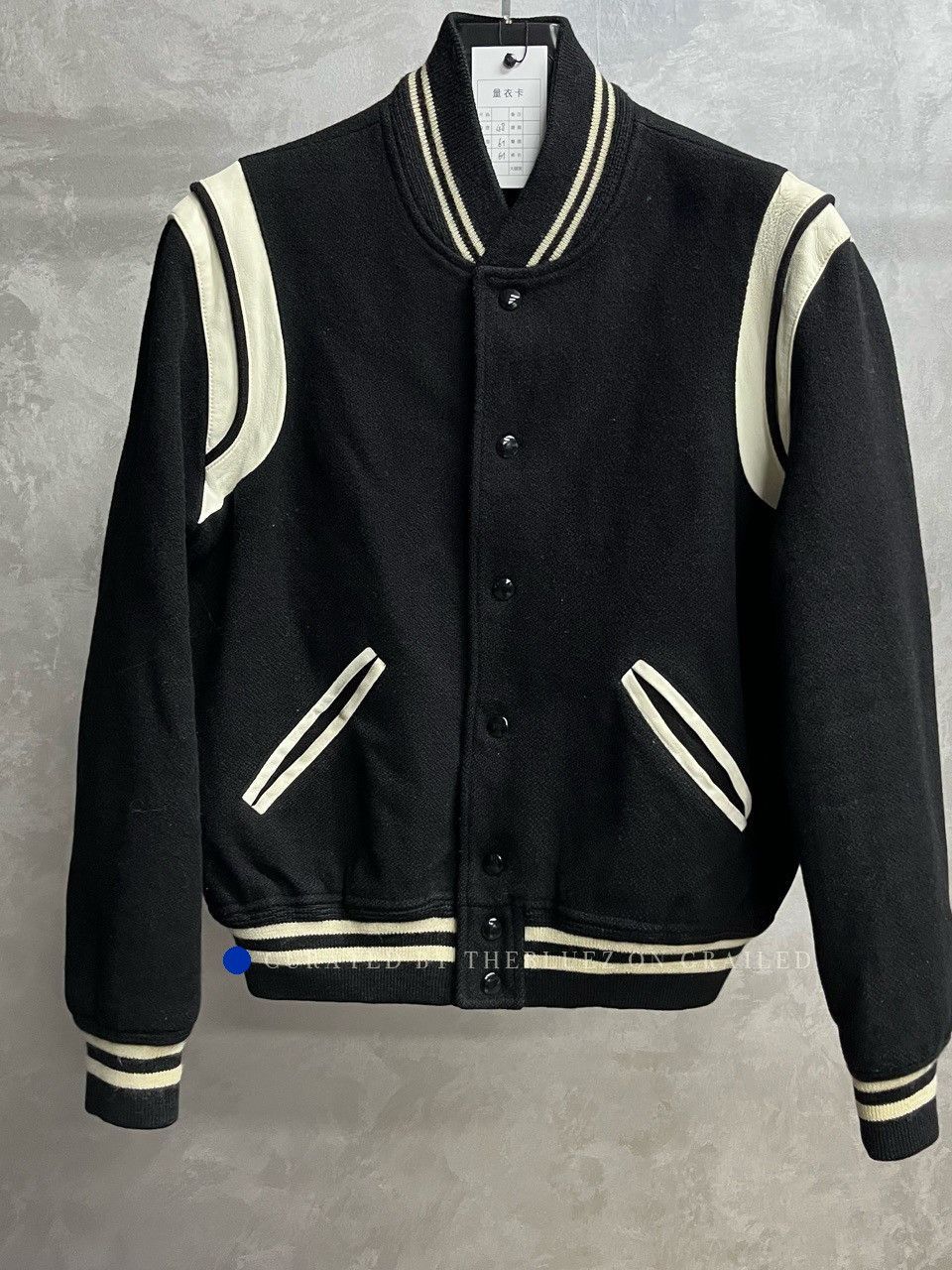 Saint Laurent Paris Contrast Varsity Jacket in Black Size US M / EU 48-50 / 2 - 1 Thumbnail