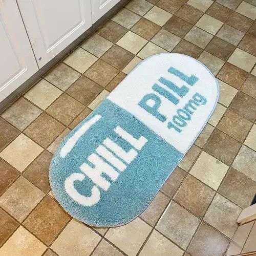 Other 3D Blue "CHILL PILL" Handmade Soft Rug Size ONE SIZE - 4 Thumbnail