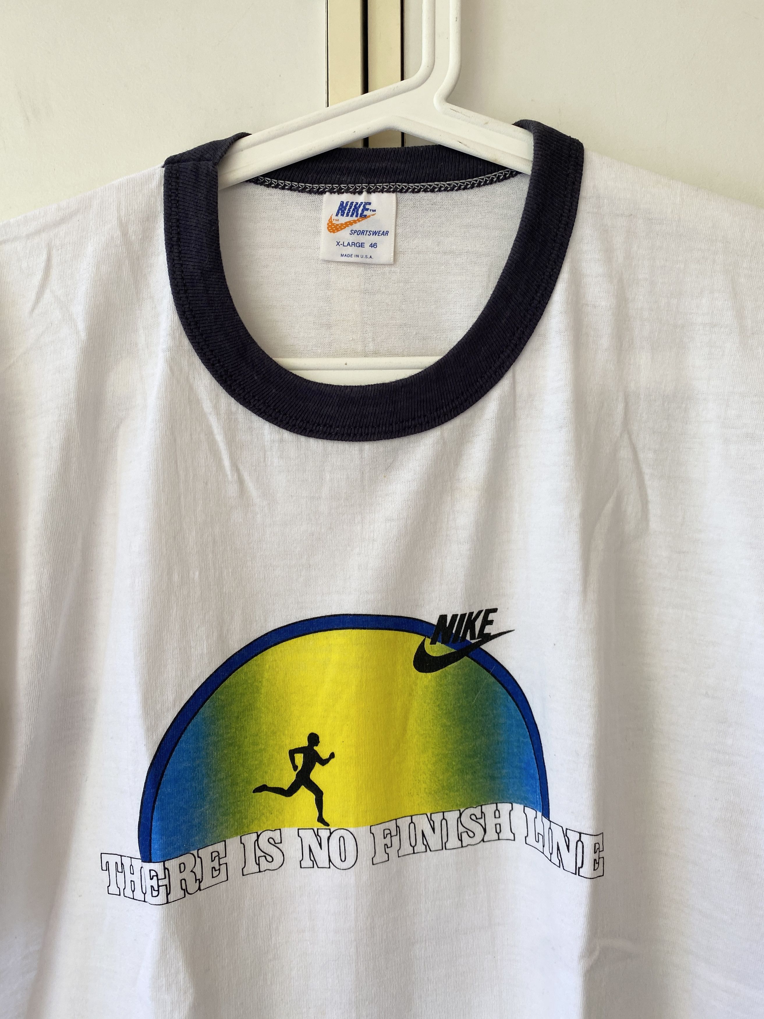 Nike × Vintage VINTAGE NIKE 'THERE IS NO FINISH LINE' RINGER TEE Size US XL / EU 56 / 4 - 4 Thumbnail