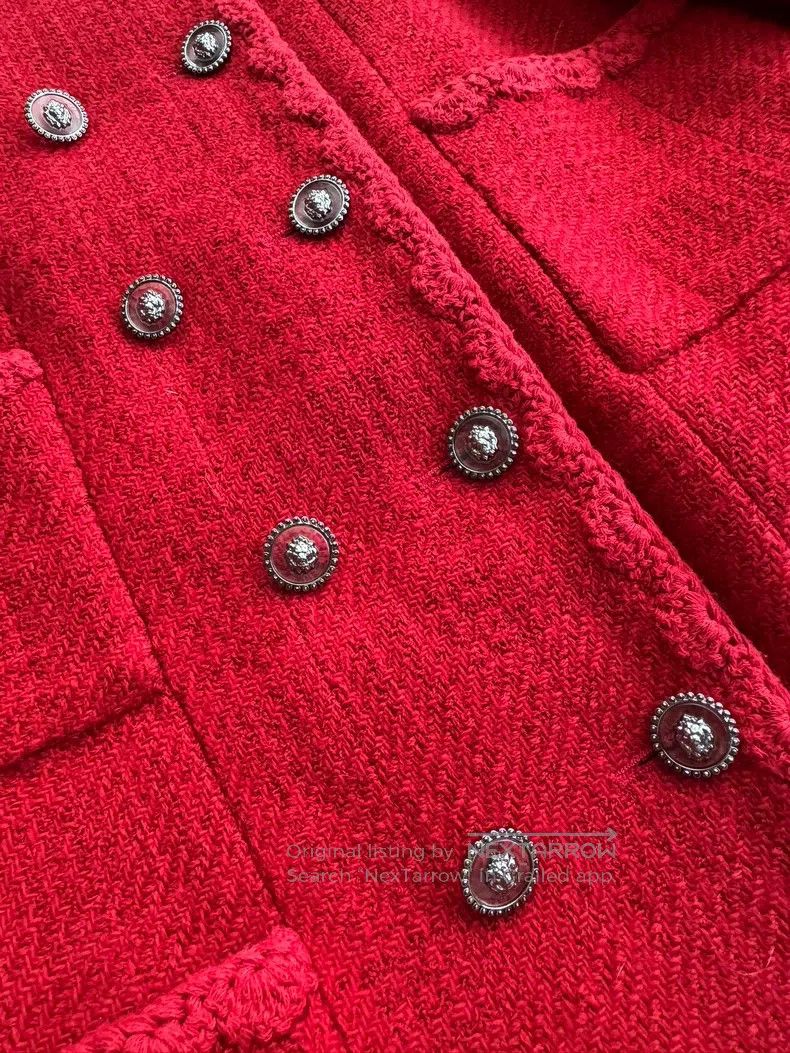 Chanel Chanel Handicraft workshop red double-breasted tweed round Size XS / US 0-2 / IT 36-38 - 4 Thumbnail