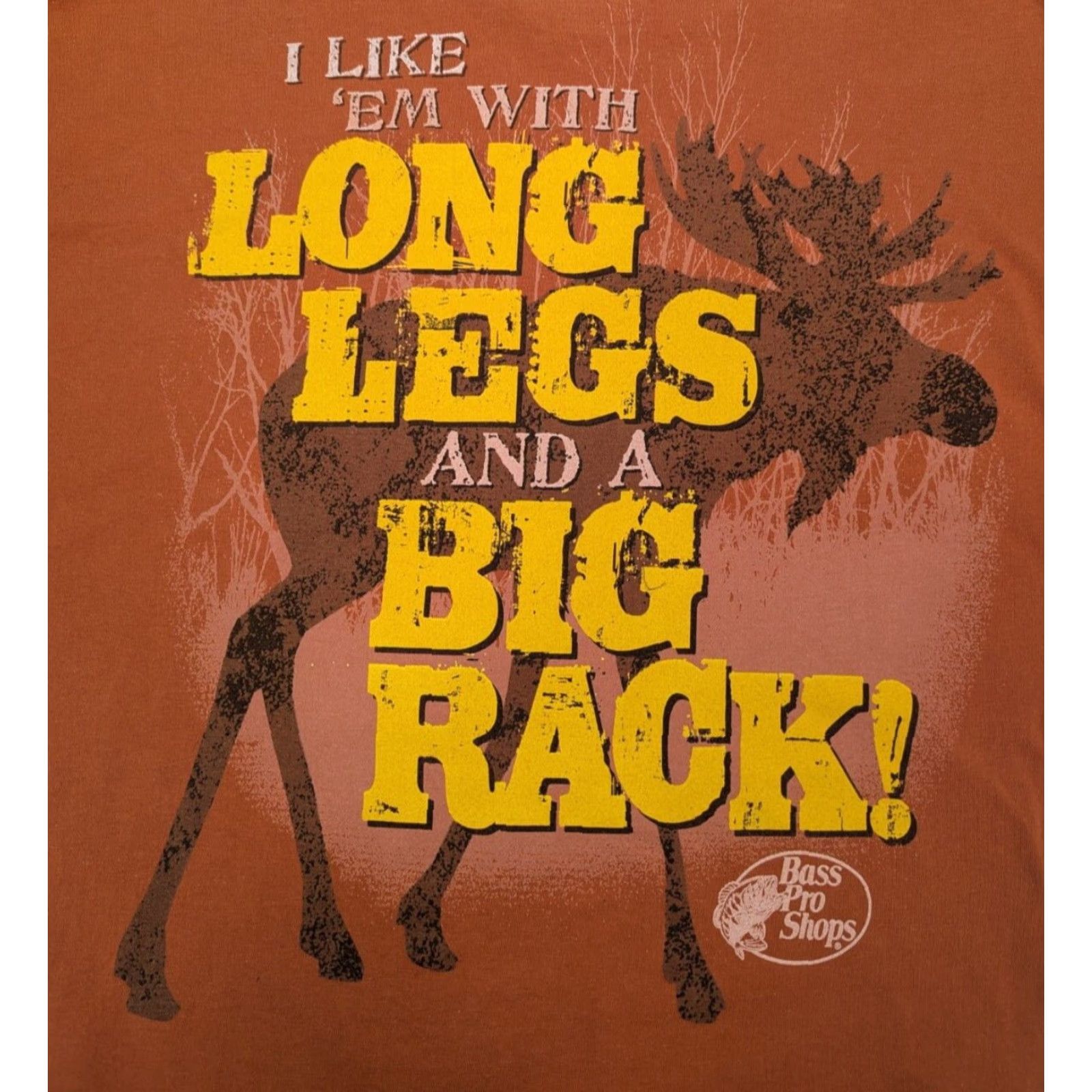 Bass Pro Shops VINTAGE Bass Pro Shop Shirt Mens XL Moose Orange I Like 'em With Long Legs and a Big Rack Size US XL / EU 56 / 4 - 2 Thumbnail