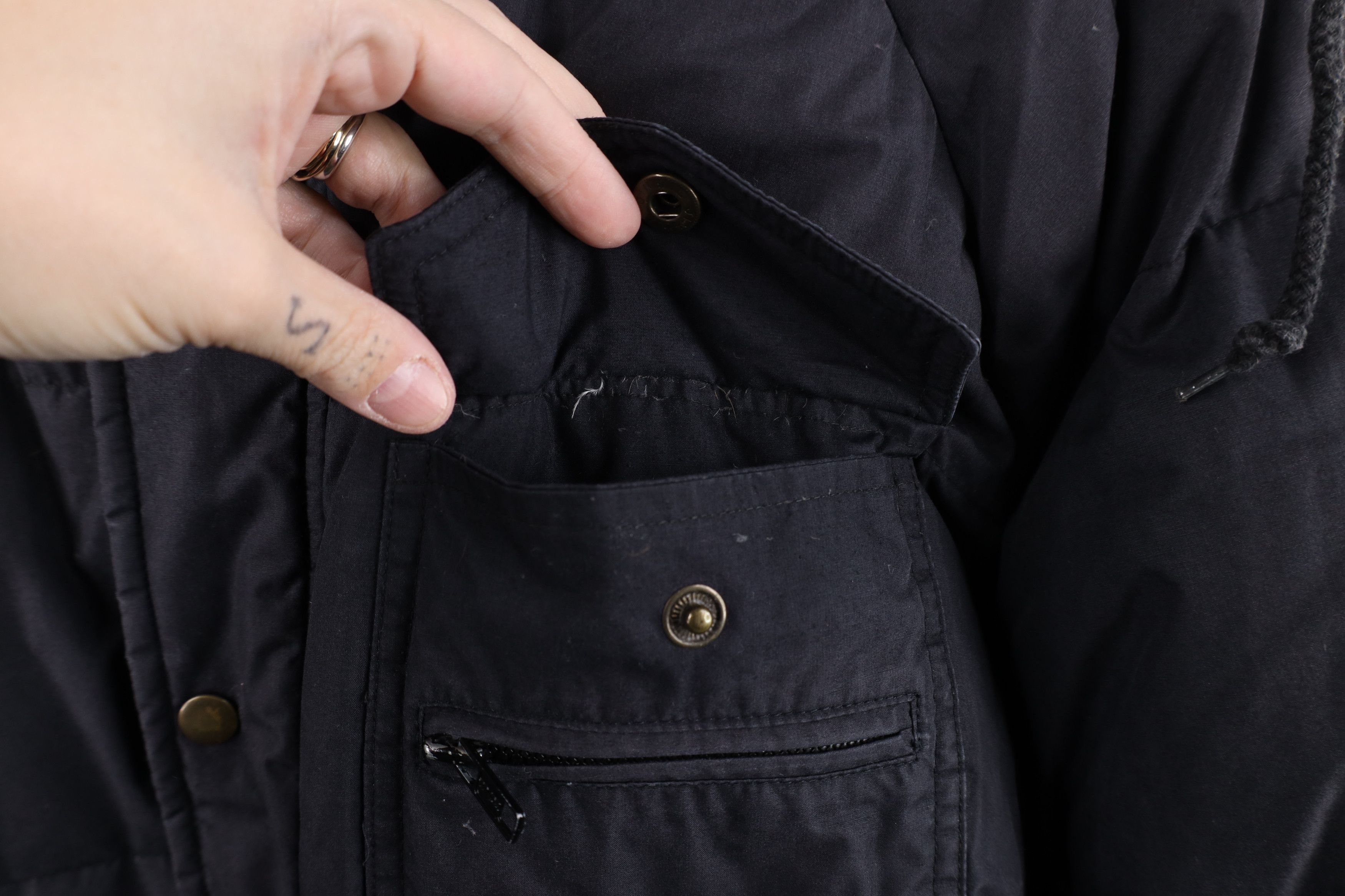 Vintage Vintage 90s Streetwear Duck Down Puffer Jacket Charcoal Gray Size US L / EU 52-54 / 3 - 4 Thumbnail