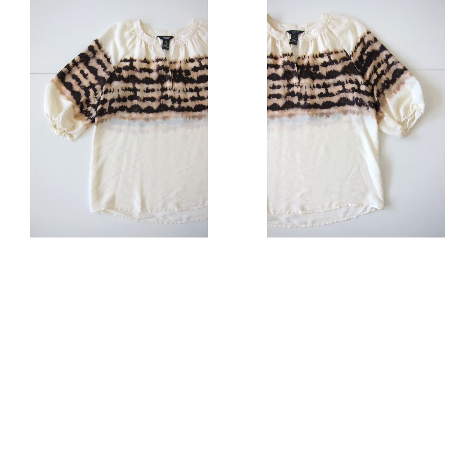 Vintage Simply Vera Wang Blouse Tunic 3/4 Sleeve Tie Dye M Ivory Pink Brown Ladies Size M / US 6-8 / IT 42-44 - 8 Thumbnail