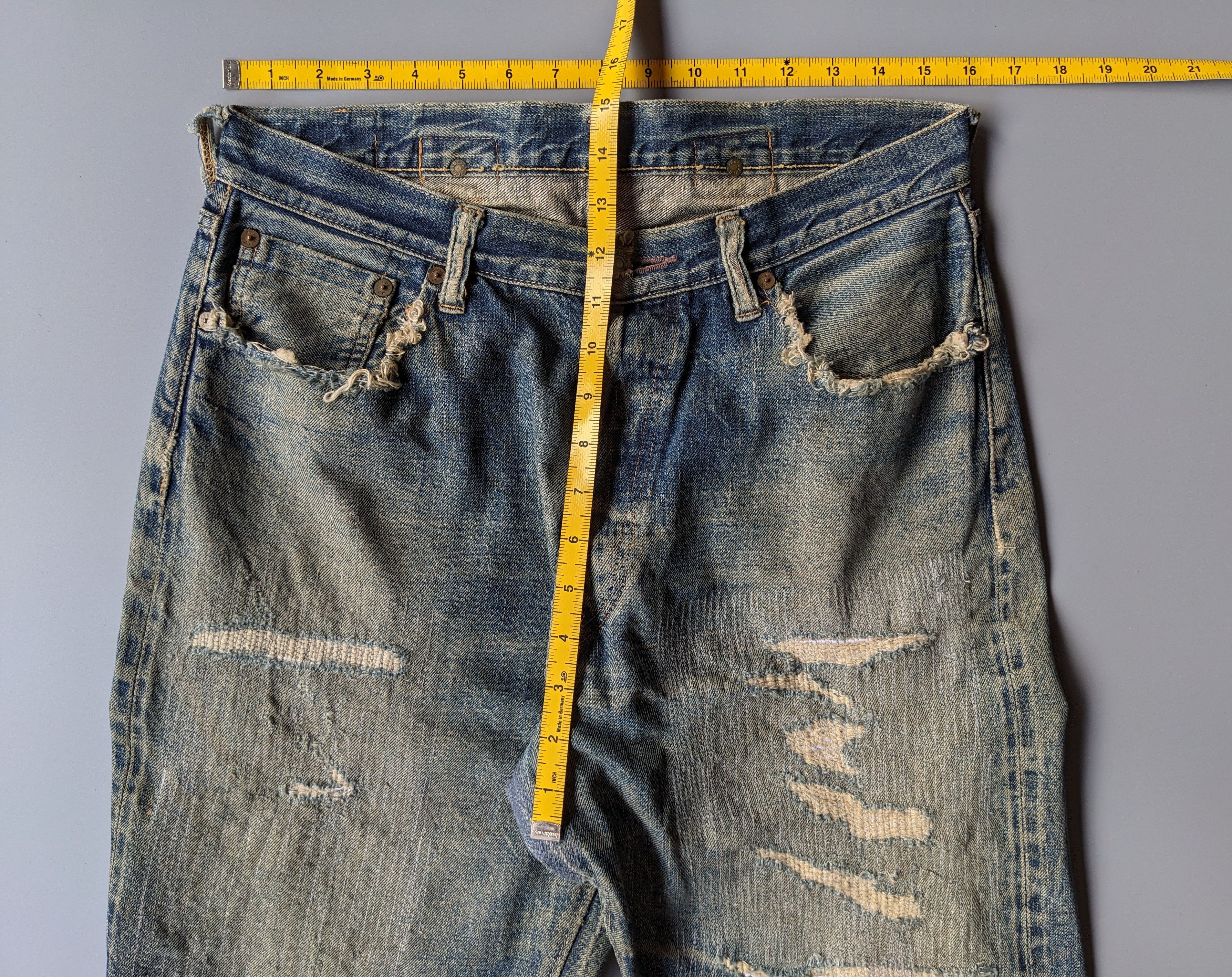 Denime Vintage DENIME distressed ripped selvedge jeans Size US 32 / EU 48 - 11 Thumbnail