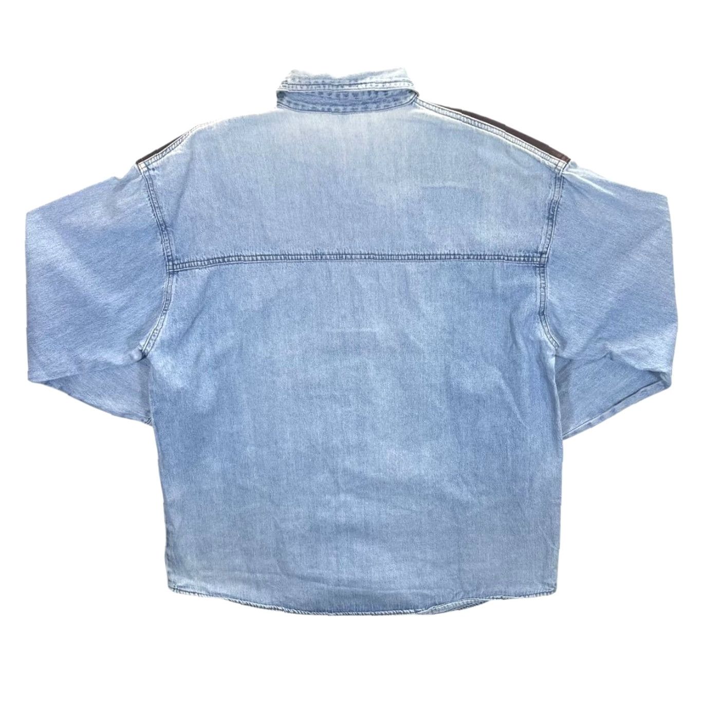 Other Vintage Cowboy Western Blue Denim Popper Long Sleeve Shirt M L Size US L / EU 52-54 / 3 - 3 Thumbnail