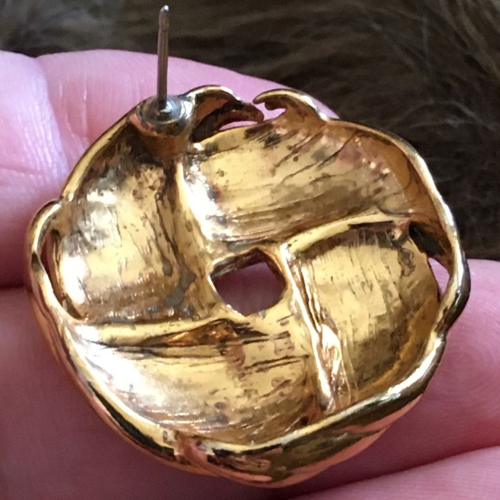 Vintage Vintage gold tone large statement pierced earrings Size ONE SIZE - 4 Thumbnail