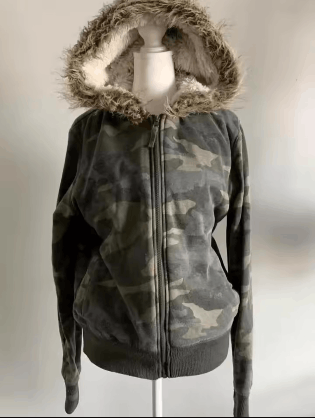 Japanese Brand Retro Camouflage Fur Collar Zipper Hoodie Size L / US 10 / IT 46 - 5 Thumbnail