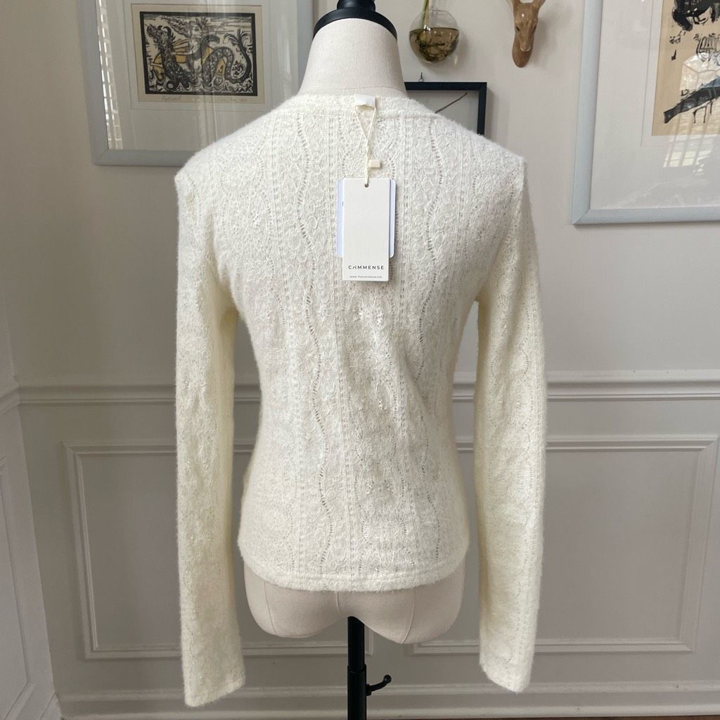 Other NWT Commense Floral Hollow Knit Crew Neck Long Sleeve Top Iv Size L / US 10 / IT 46 - 5 Thumbnail