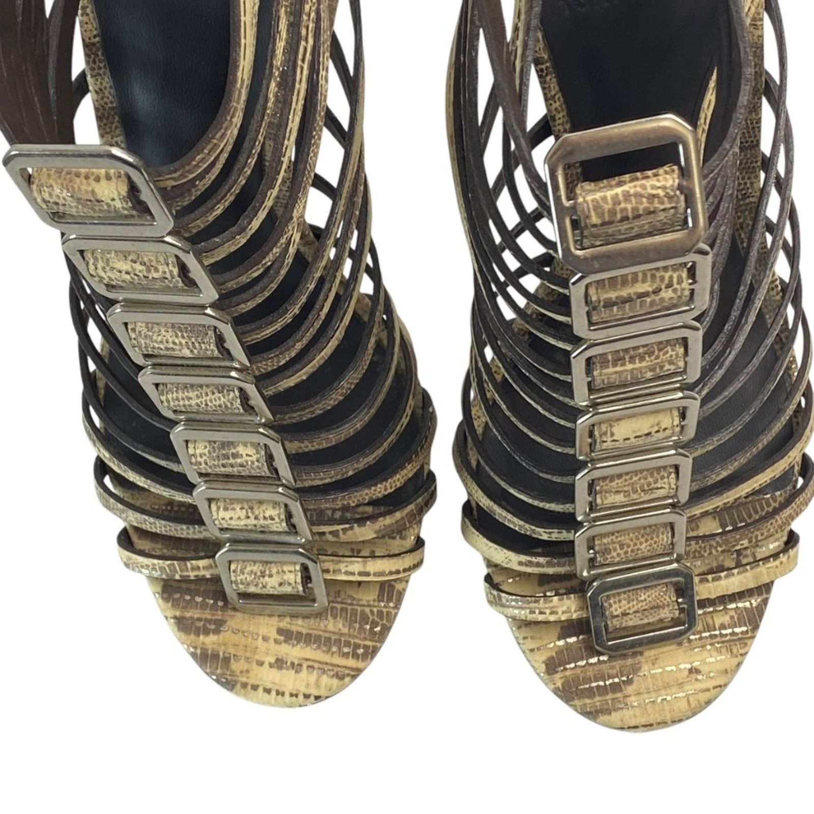 Tory Burch Tory Burch Caged Strappy Snake Print Stiletto Heels Sz 8 Size US 8 / IT 38 - 2 Thumbnail