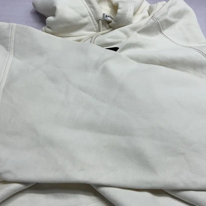 Balenciaga Balenciaga White BB Logo Hooded Sweatshirt 0079-2507 Size M / US 6-8 / IT 42-44 - 3 Thumbnail