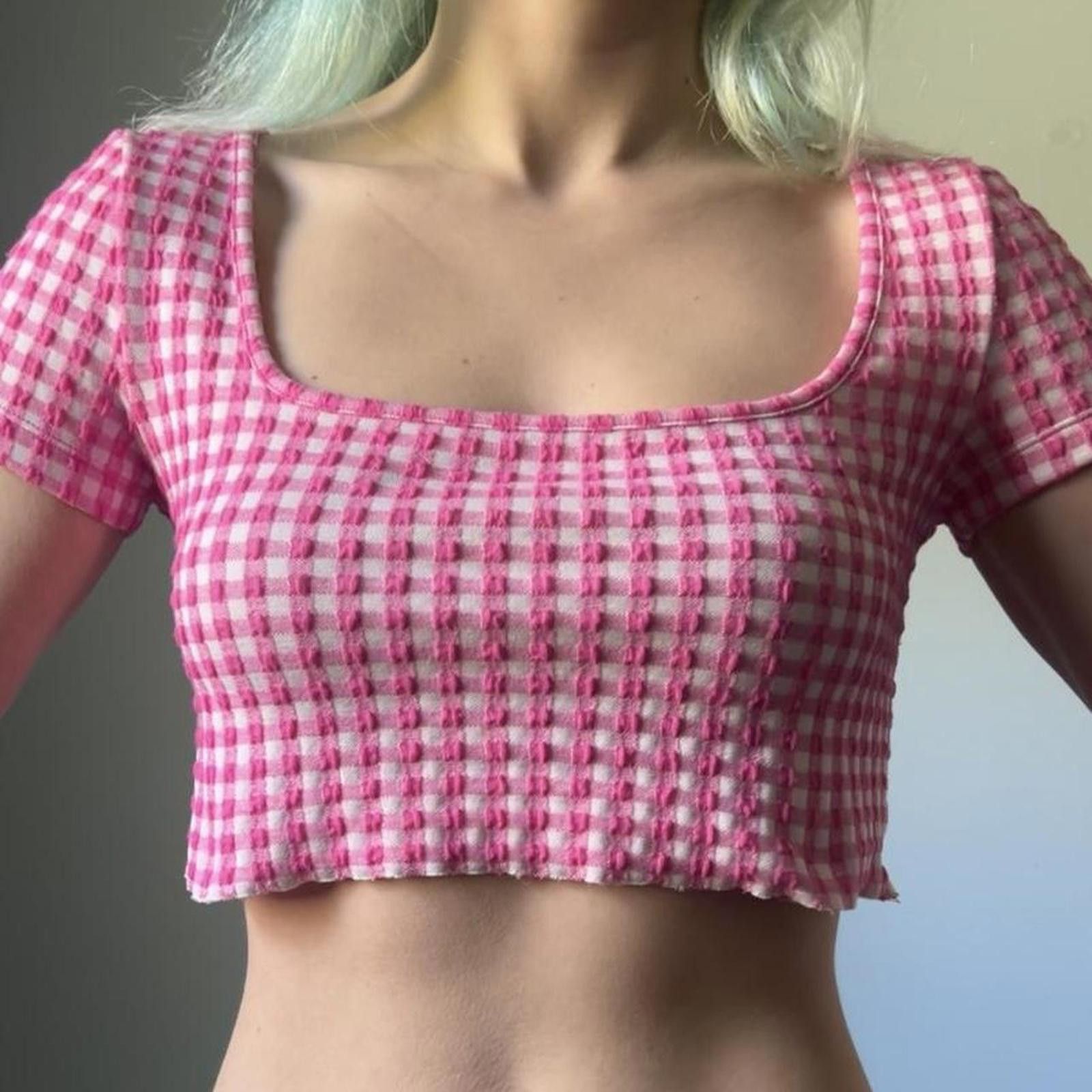 Other Pink & white cottagecore gingham crop top Size S / US 4 / IT 40 - 2 Thumbnail