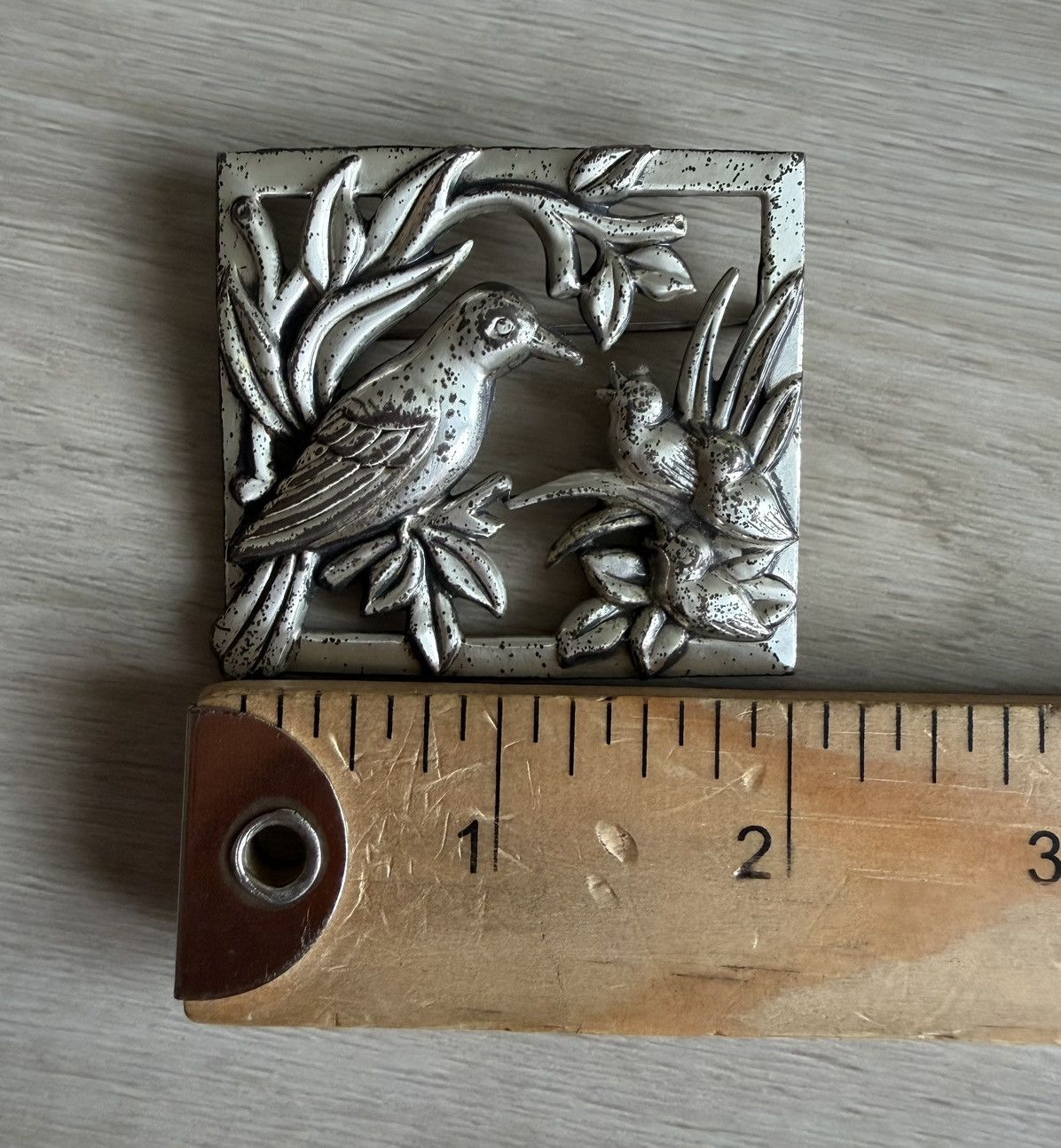 Vintage Vintage Sterling Silver MOTHER & BABY BIRD Brooch Pin Size ONE SIZE - 4 Thumbnail