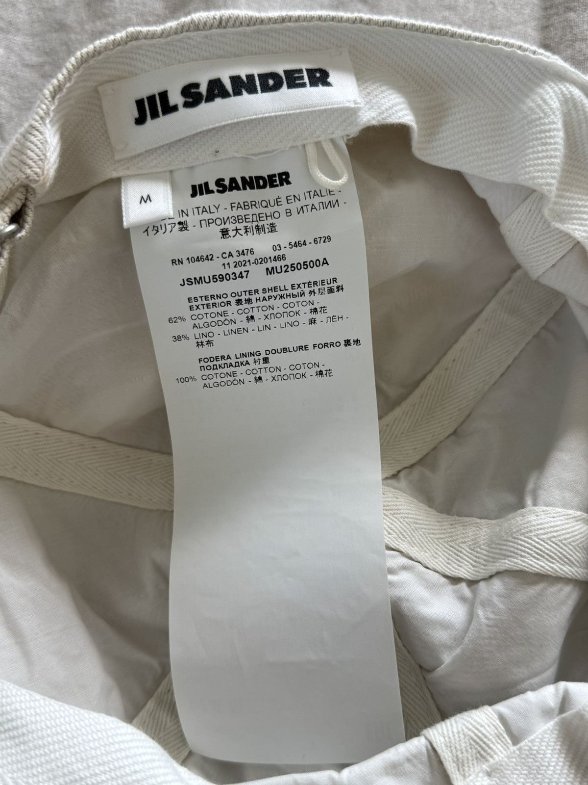 JIL SANDER Off-White Cotton Cap