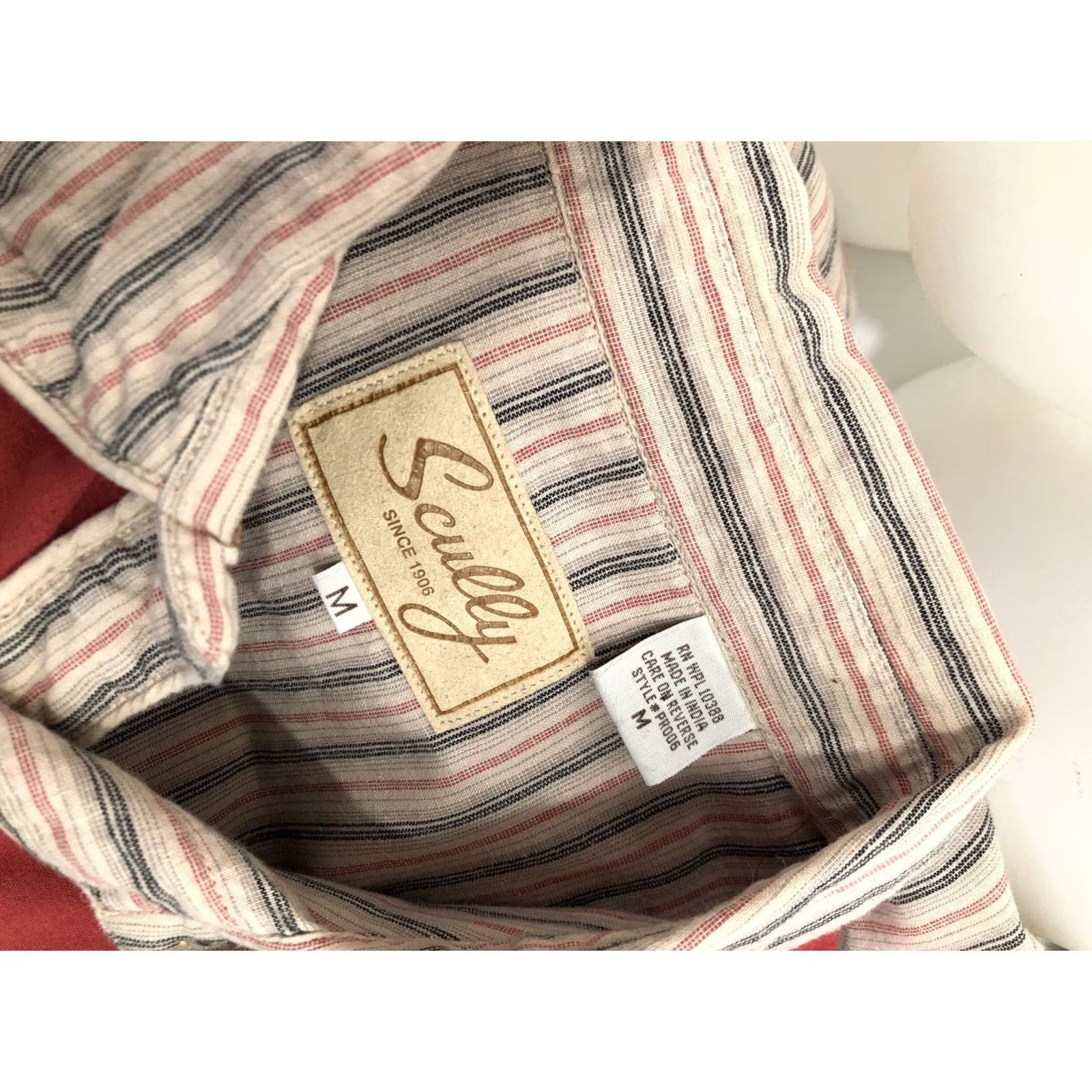 Scully VINTAGE Scully Shirt Mens M Red WESTERNS COLLECTION MACK Yoke Striped Size US M / EU 48-50 / 2 - 6 Thumbnail