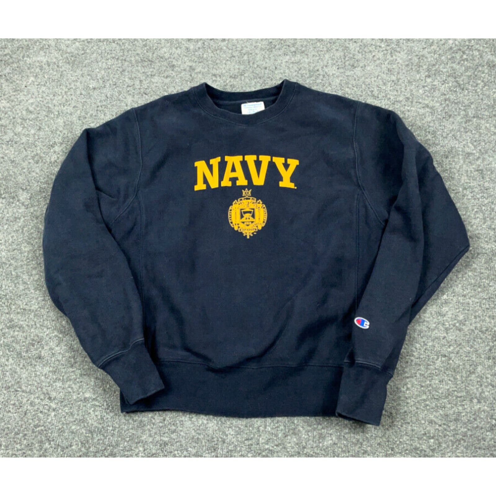 image of Champion Reverse Weave Us Naval Academy Sweatshirt Adult Small Dark Blue in White, Men's