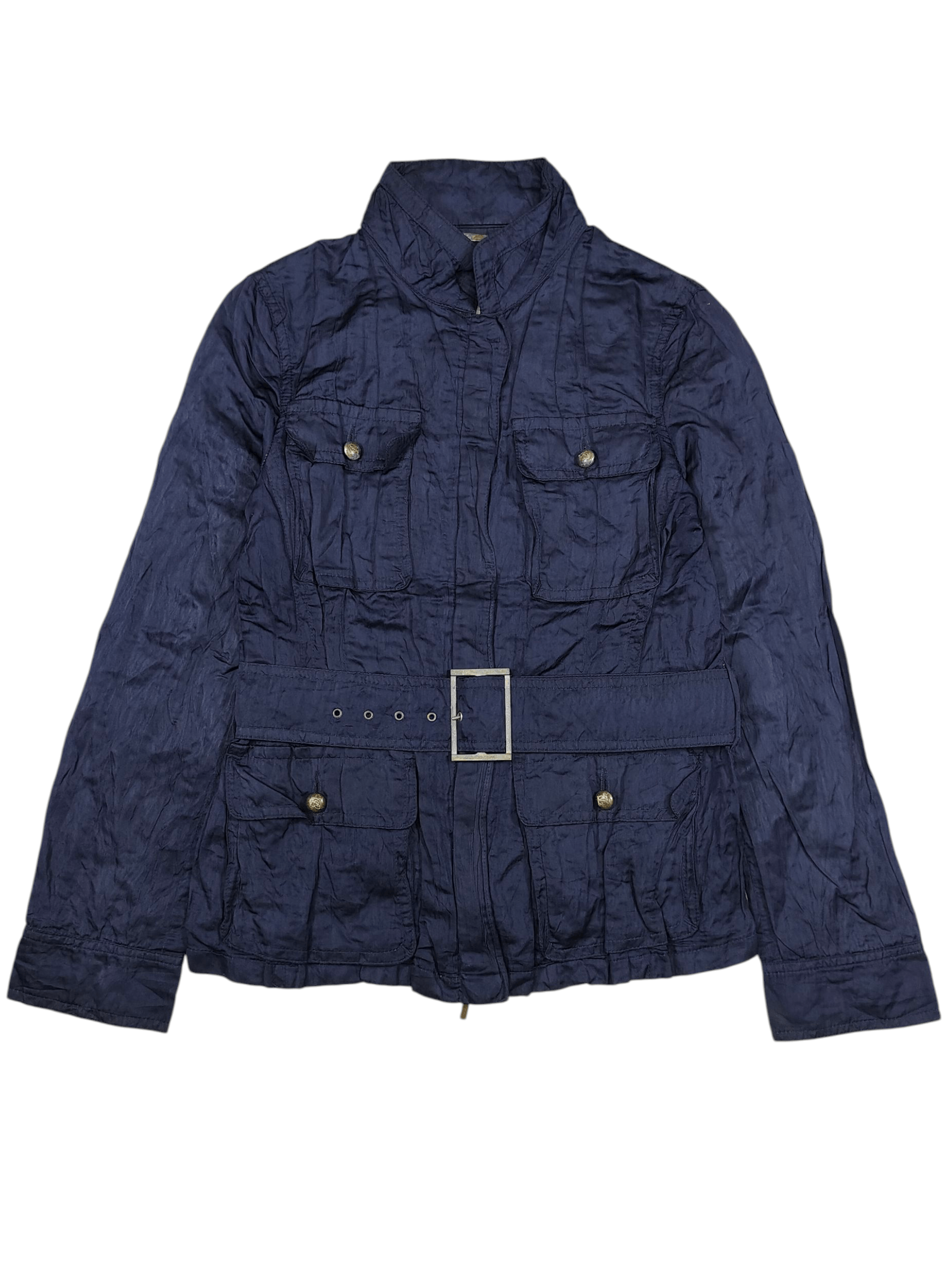 Les Copains 90s Les Copains 🇮🇹 Crinkle Belted Military Field Jacket Size M / US 6-8 / IT 42-44 - 1 Thumbnail
