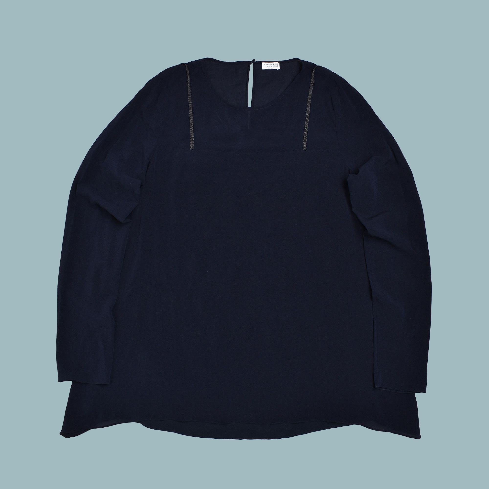 Brunello Cucinelli *BNWOT* BRUNELLO CUCINELLI SILK L/S Blouse NAVY Size XL / US 12-14 / IT 48-50 - 1 Thumbnail