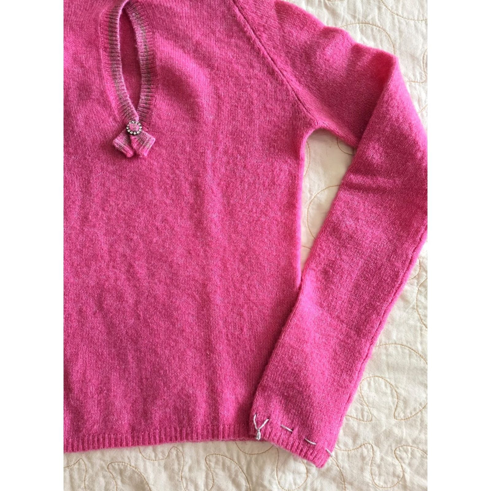 Free People VINTAGE Free People sweater Womens Small pink Wool knit top Keyhole Neck Y2K Coquette Marie Antoinette 90s style Womens Size S / US 4 / IT 40 - 5 Thumbnail