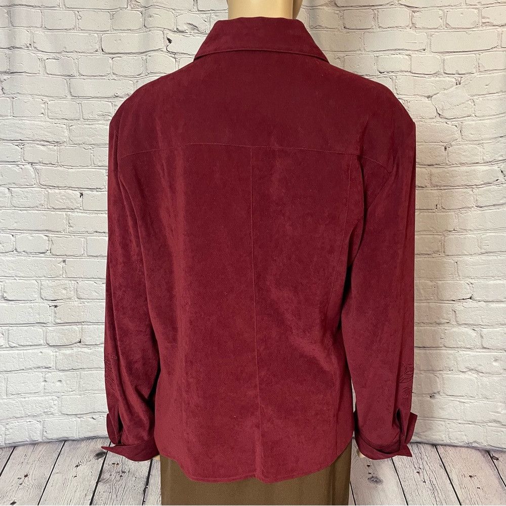 Other Norton McNaughton Bordo Wine Faux Suede Sleeve Embroidered Size XXL / US 16-18 / IT 52-54 - 5 Thumbnail