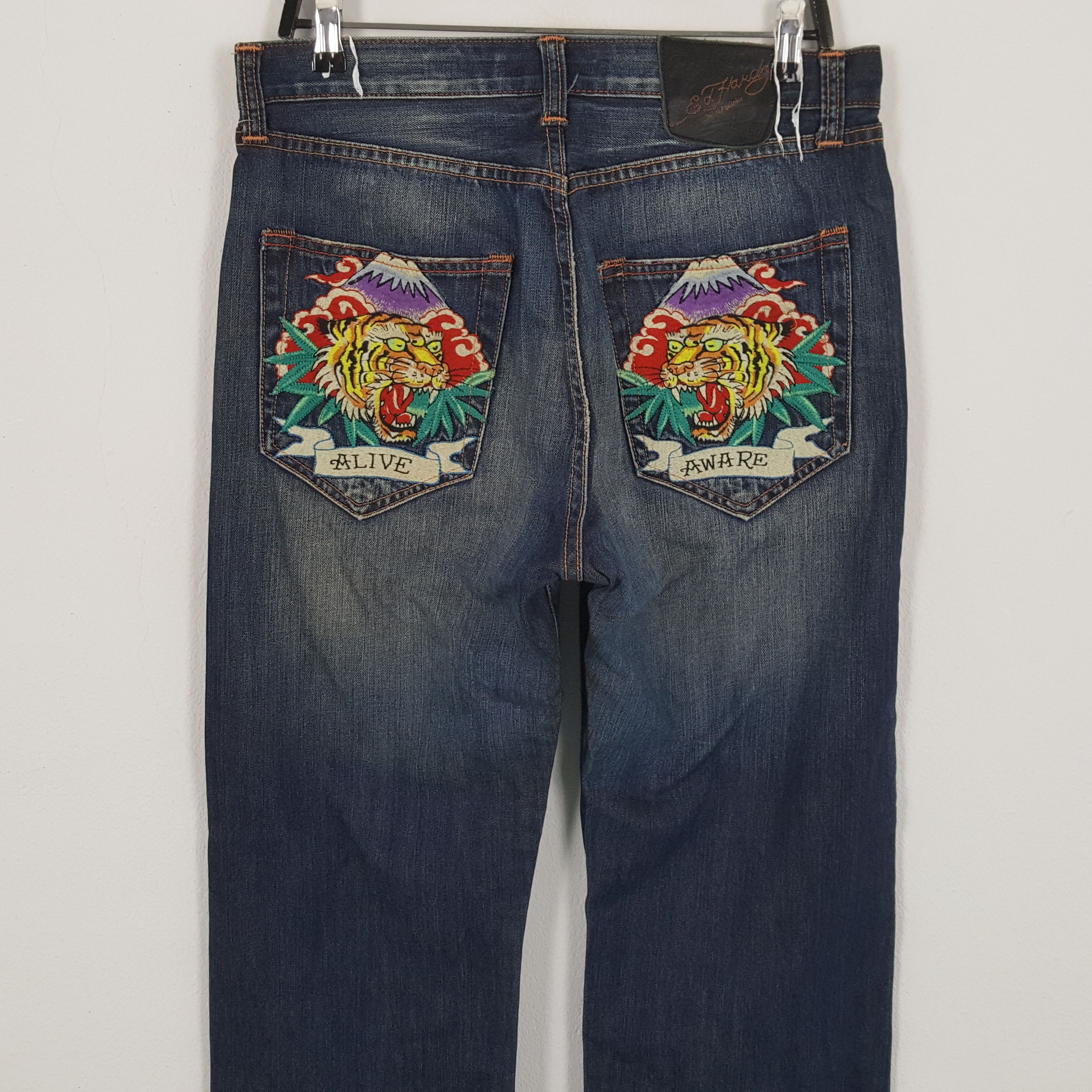 Christian Audigier × Ed Hardy × Vintage ED HARDY Rock Punk Streetwear Style Tiger Design Jeans Size US 31 - 2 Thumbnail