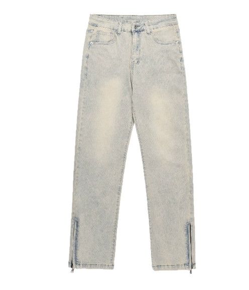 Jean Street retro loose straight leg casual zipper washed jeans Size US 32 / EU 48 - 5 Thumbnail