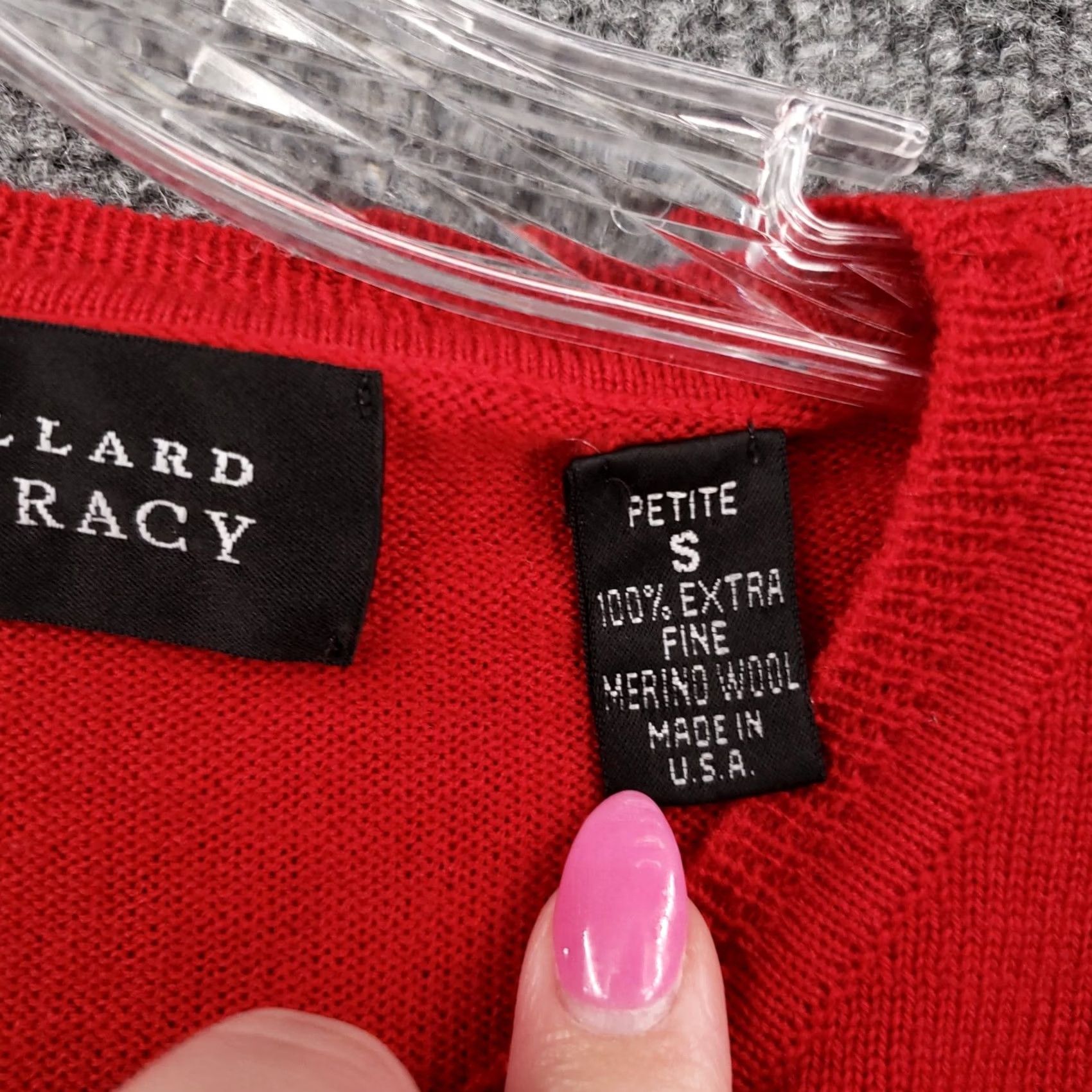 Ellen Tracy VINTAGE Ellen Tracy Sweater Womens Petite Small Red Merino Wool USA 90s Size S / US 4 / IT 40 - 6 Thumbnail