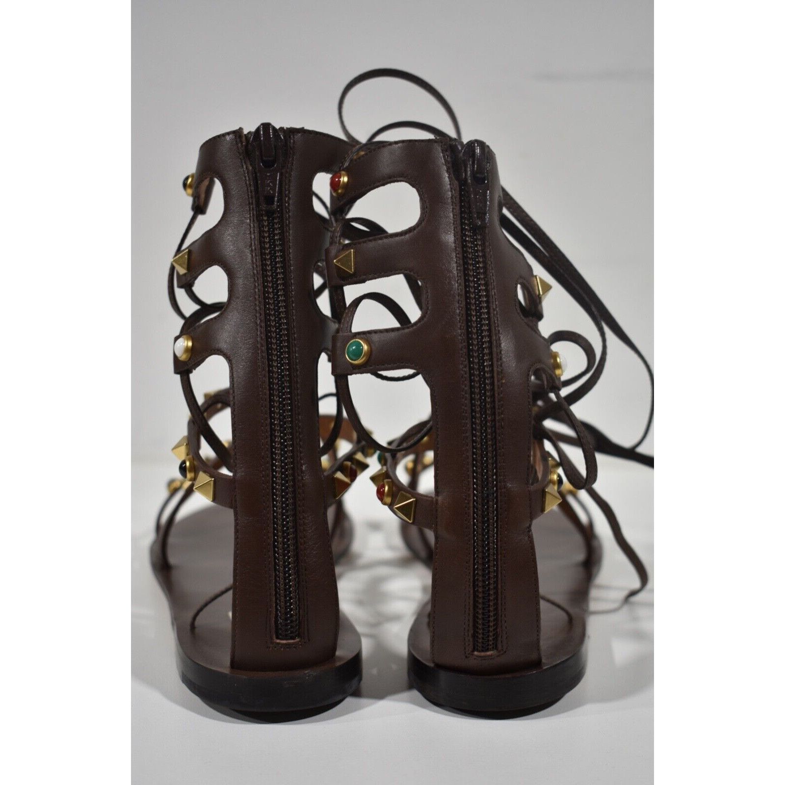 Valentino Valentino Rockstud Brown Beaded Strap Gladiator Lace Up Size US 8 / IT 38 - 11 Thumbnail