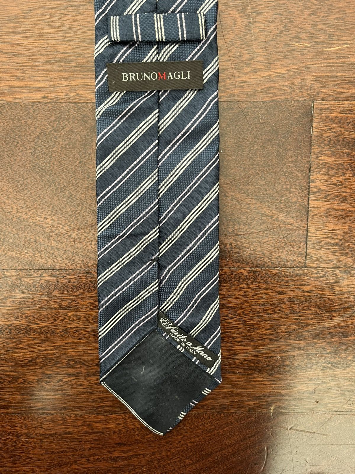 Bruno Magli Bruno Magli Blue Striped Silk Tie Size ONE SIZE - 2 Thumbnail
