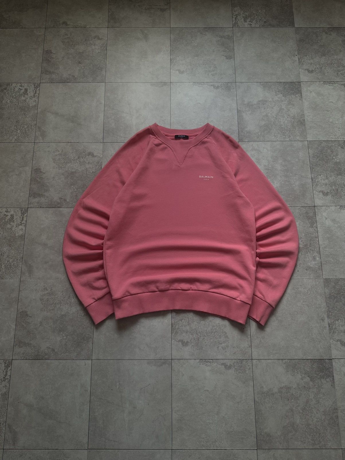 Balmain Balmain Paris Pink Crewneck Mini Logo Pullover Sweatshirt L Size US L / EU 52-54 / 3 - 1 Thumbnail