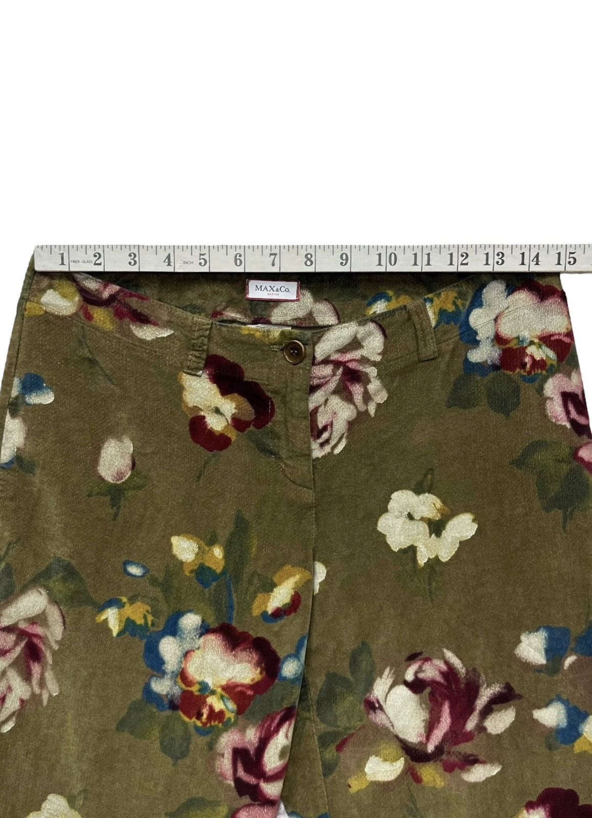 MAX&Co. ❤️Vintage MAX & CO ACTIVE Floral Design Cotton Velvet Pants Size 29" - 5 Thumbnail