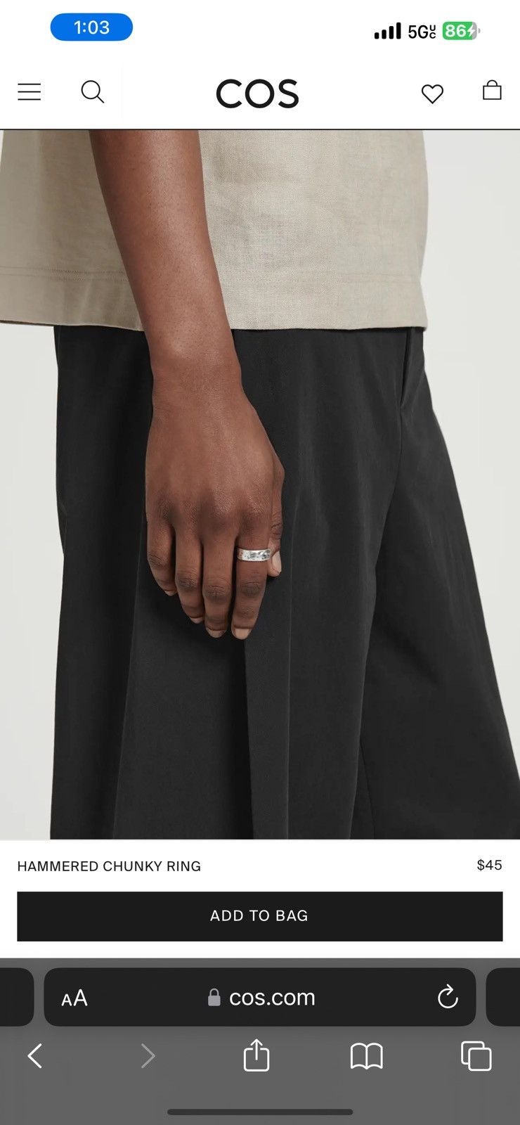 Cos COS Hammered Chunky Ring Size ONE SIZE - 2 Thumbnail