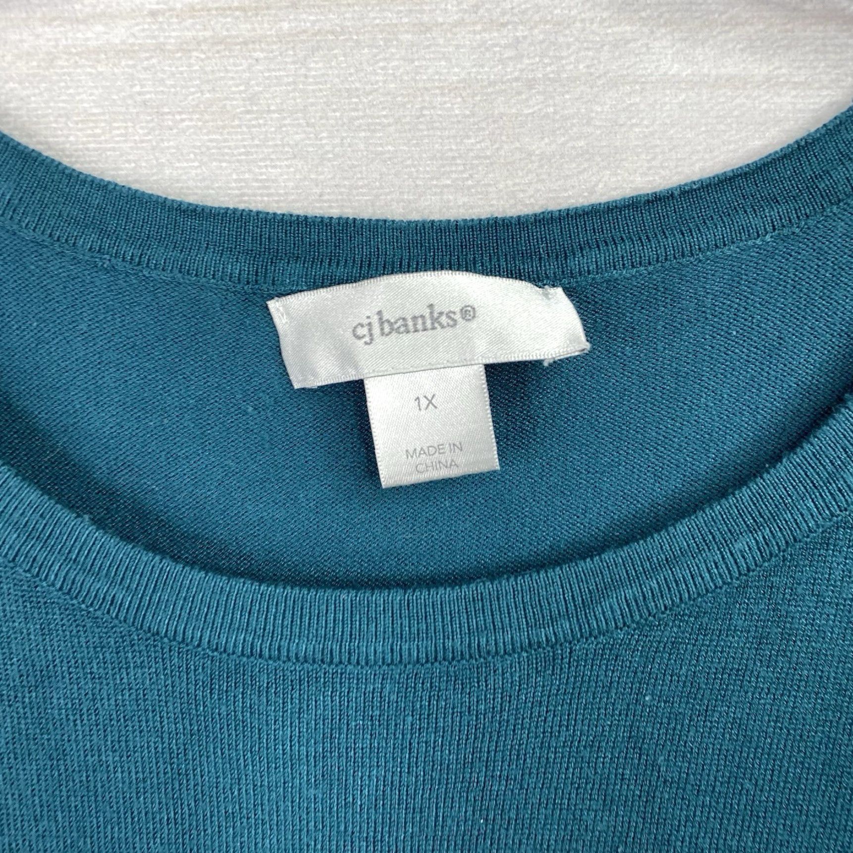 Vintage CJ Banks Sleeveless Top Womens 1X Teal Green Knit Tank Shirt Size XL / US 12-14 / IT 48-50 - 2 Thumbnail