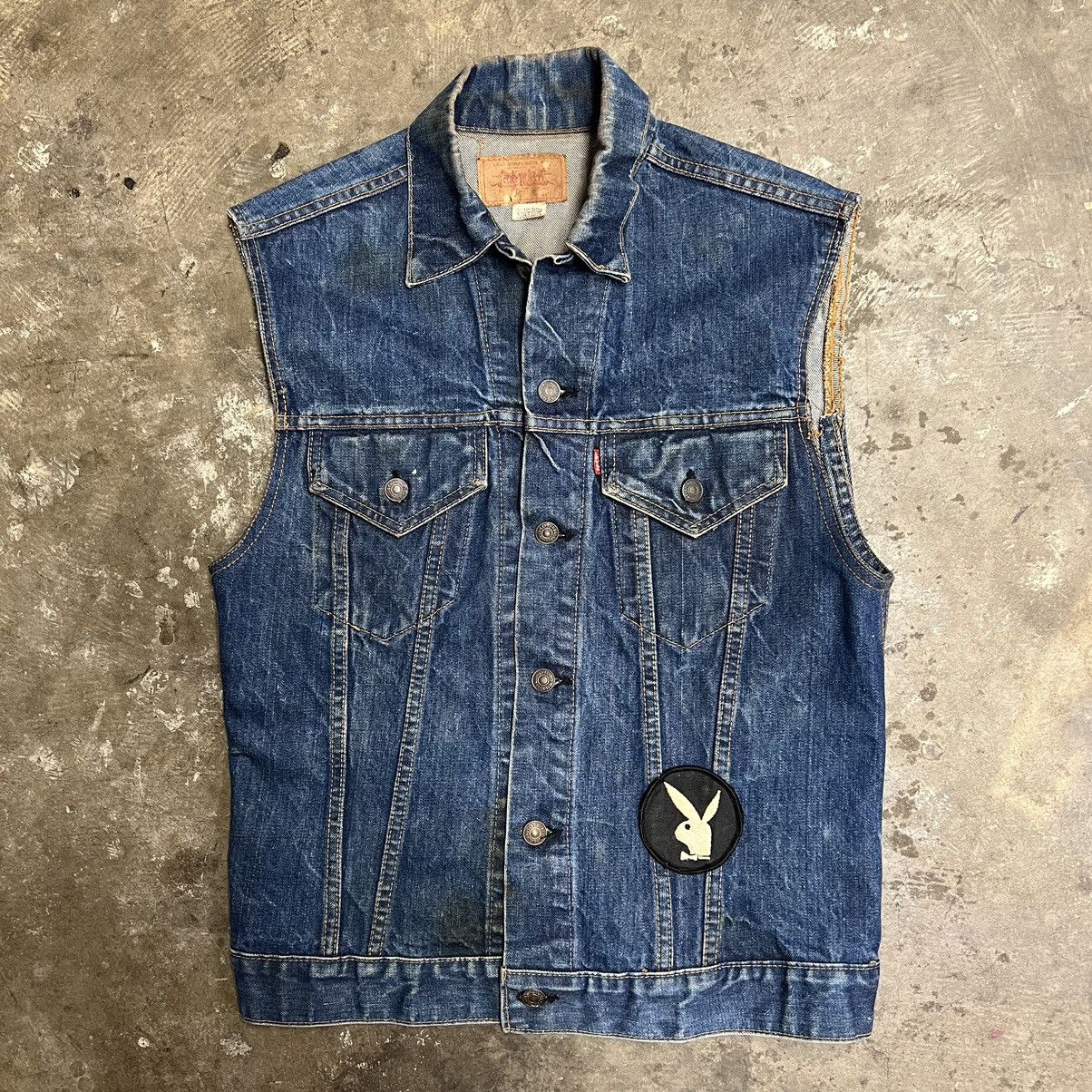 image of Levis x Playboy Vintage 70’S Levi’S Type 3 Vest Playboy Patch Hippie Biker in Denim, Men's (Size XS