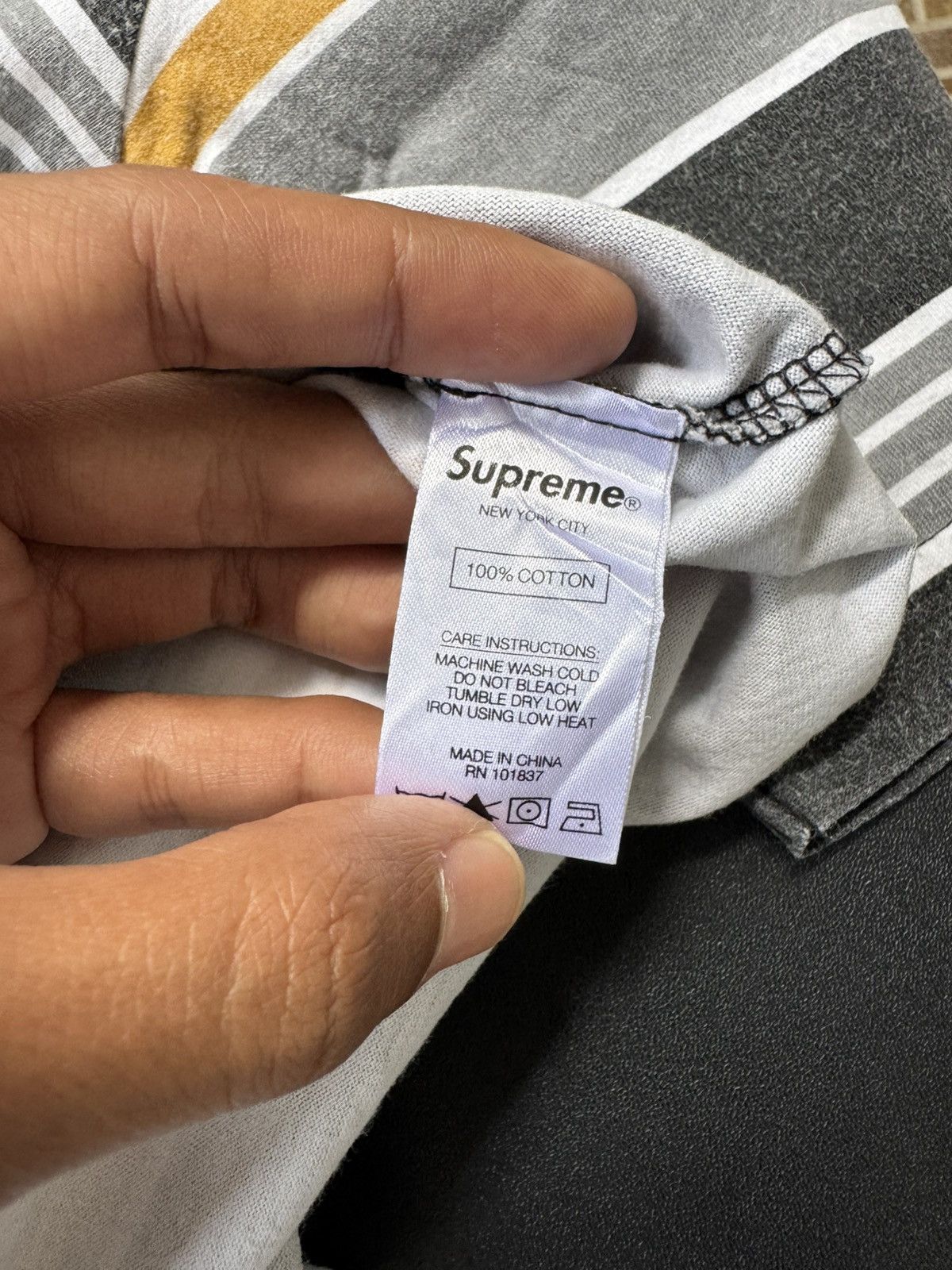Supreme SUPREME STRIPE MOTIF T SHIRT Size US M / EU 48-50 / 2 - 7 Thumbnail