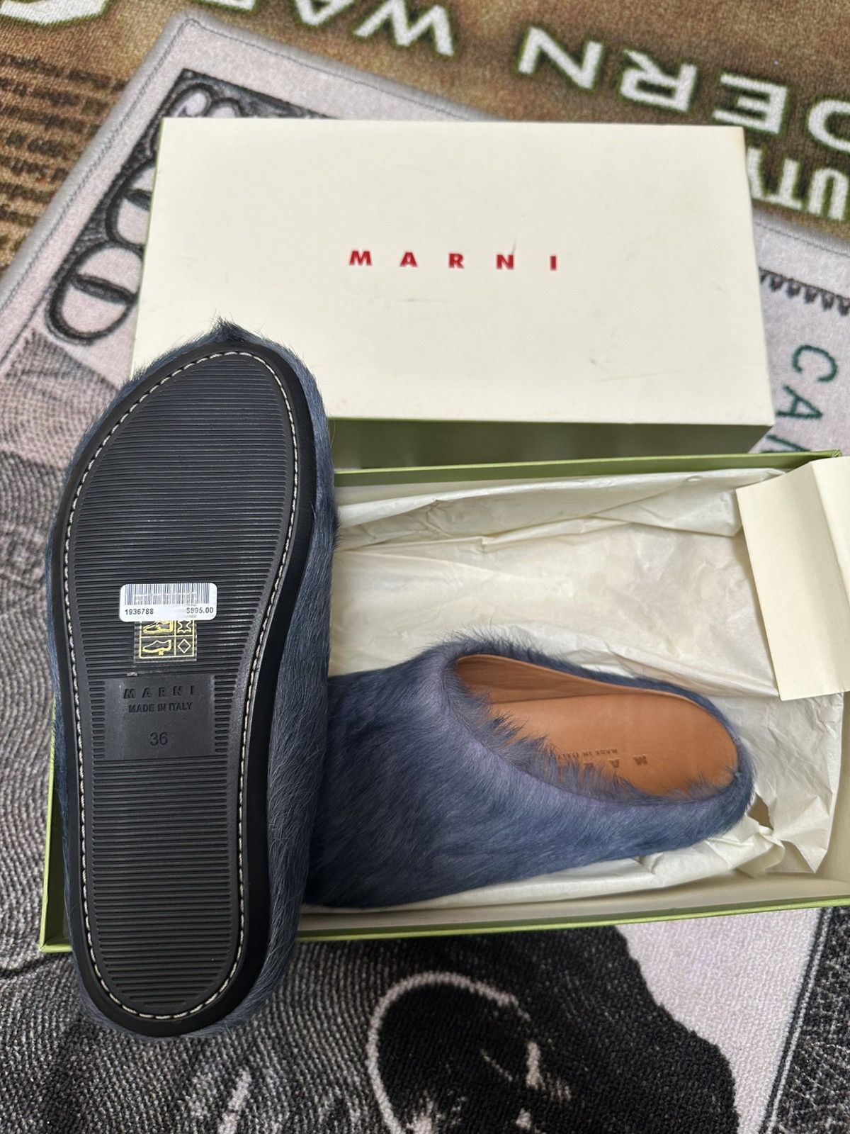 Marni MARNI Long Hair Calfskin Fussbett Sabot Mule Size US 6 / IT 36 - 4 Thumbnail
