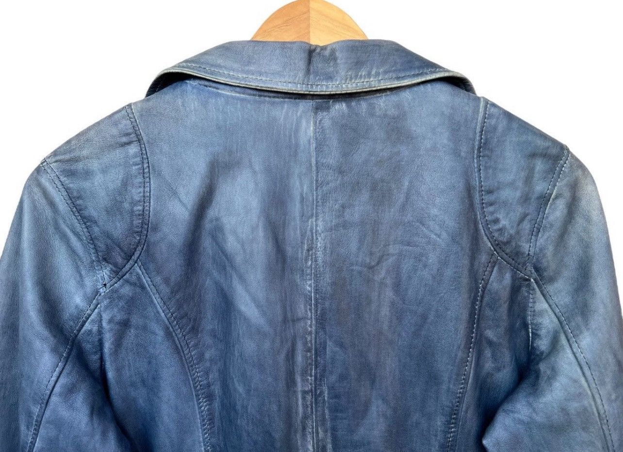 Japanese Brand Curge Italy Blue Sunfaded Biker Leather Jacket Size US S / EU 44-46 / 1 - 6 Thumbnail