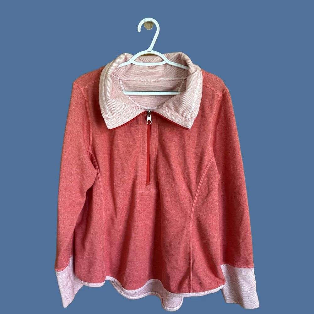 Tommy Bahama Tommy Bahama Orange Cotton Pullover Womens XL 1/2 Zip Coastal Boating Yacht Old Money Size XL / US 12-14 / IT 48-50 - 1 Thumbnail