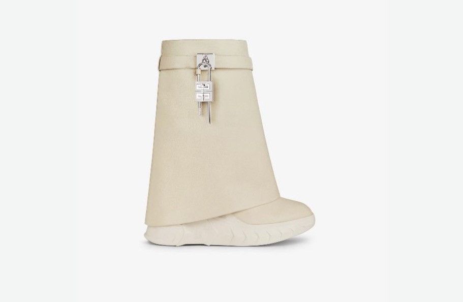 Givenchy o1w1db10325 Shark Lock Biker Boots in Silver/Grey Size US 6 / IT 36 - 2 Thumbnail