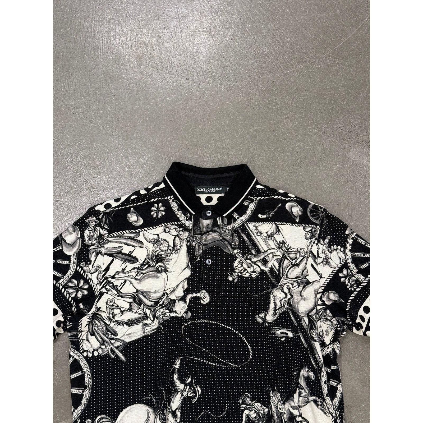 Dolce & Gabbana F/W 2016 Dolce & Gabbana Western-print Piqué Polo Shirt Size US M / EU 48-50 / 2 - 2 Thumbnail