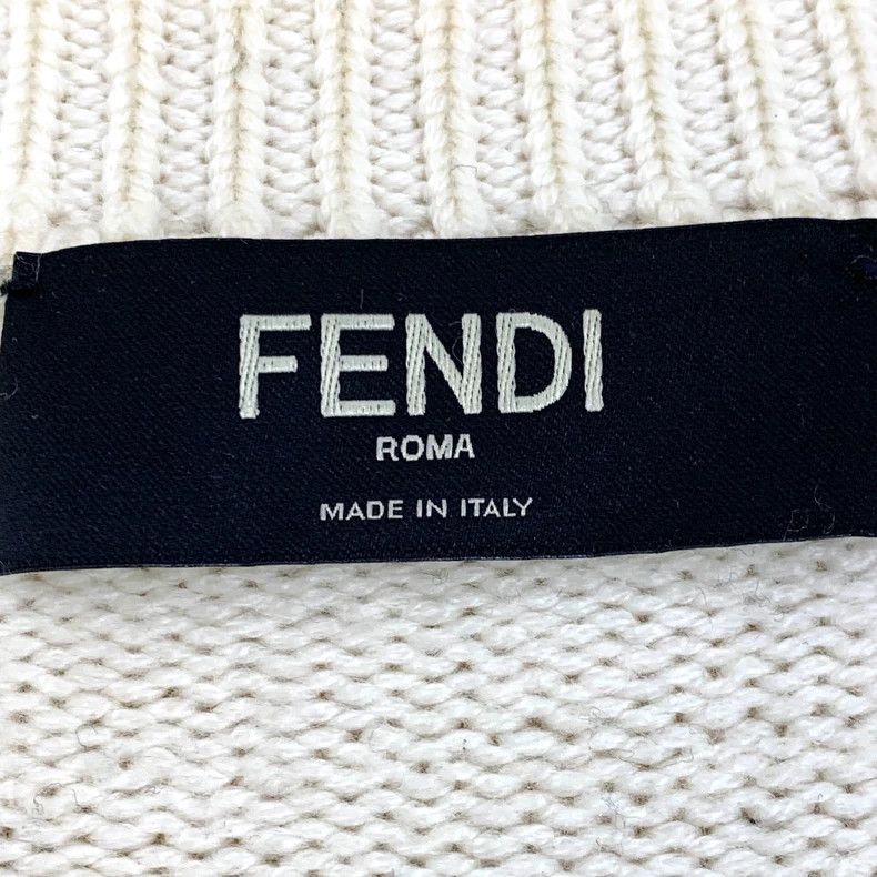 Fendi FENDI Beige Logo Floral Printed Merino Wool Crew Neck Long Size US L / EU 52-54 / 3 - 5 Thumbnail