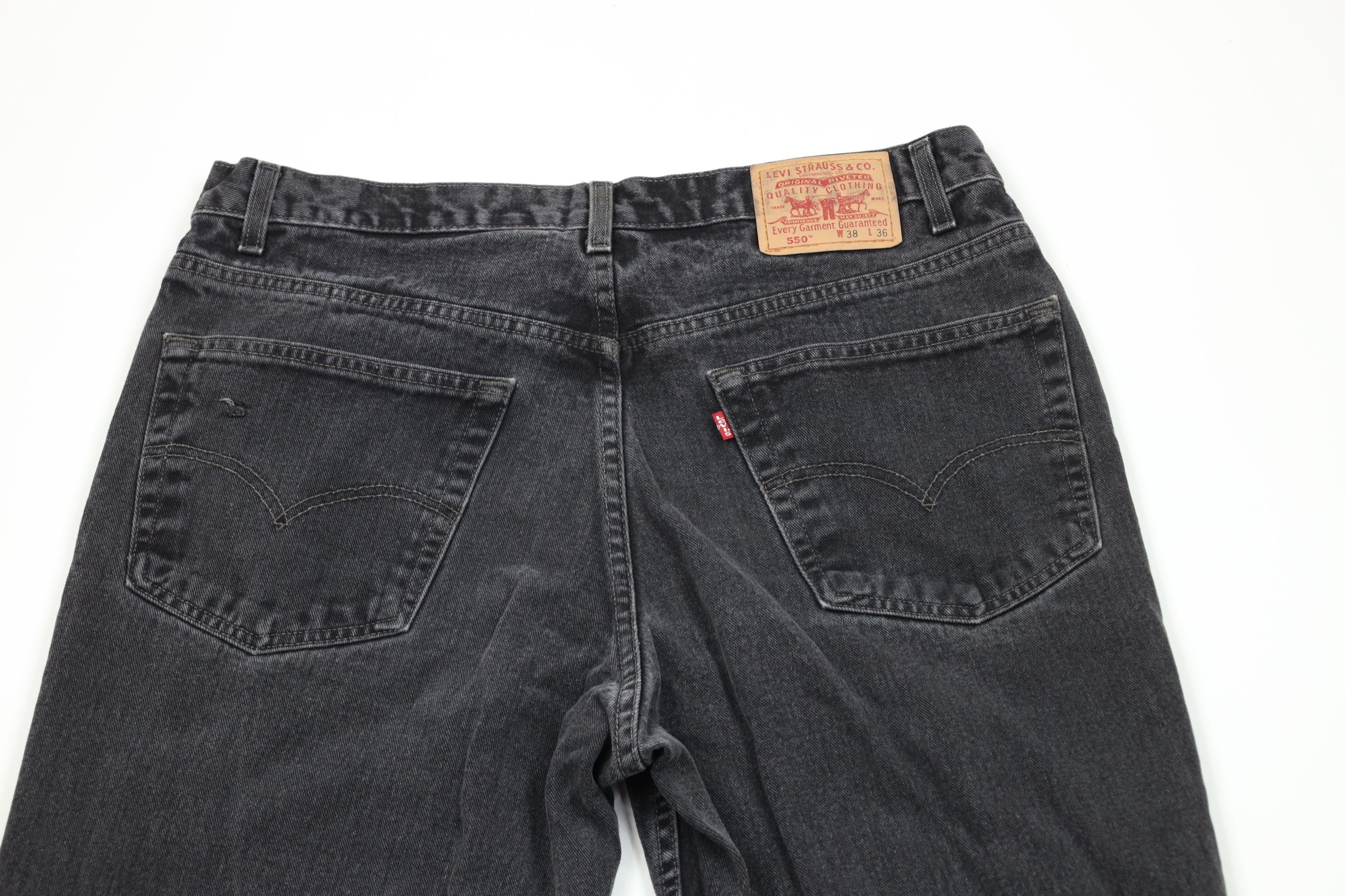 Levi's × Vintage Vintage 90s Levis 550 Relaxed Fit Denim Jeans Black Size US 38 / EU 54 - 10 Thumbnail