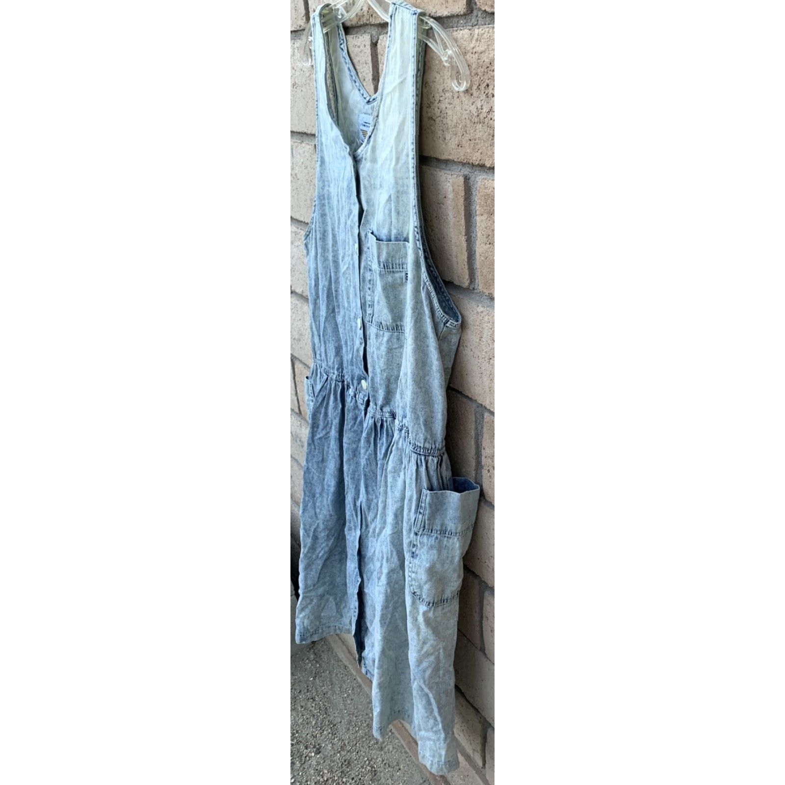 Express VINTAGE Limited Express Jumper Dress Casual 1980s Blue Cotton Pockets L Womens Size L / US 10 / IT 46 - 6 Thumbnail