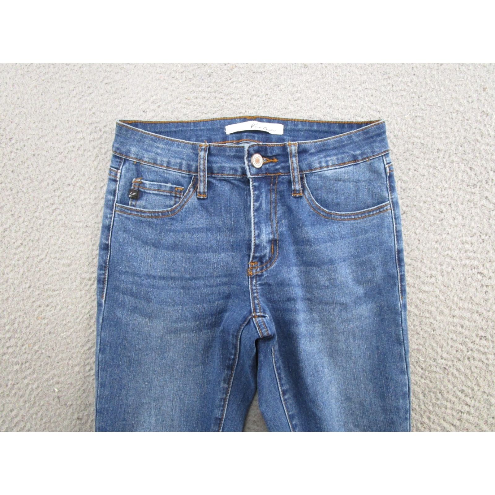 Vintage Kancan Womens Blue Medium Wash Stretch Denim Skinny Jeans Size 0/23 Mid Rise Size 25" / US 0 / IT 36 - 2 Thumbnail