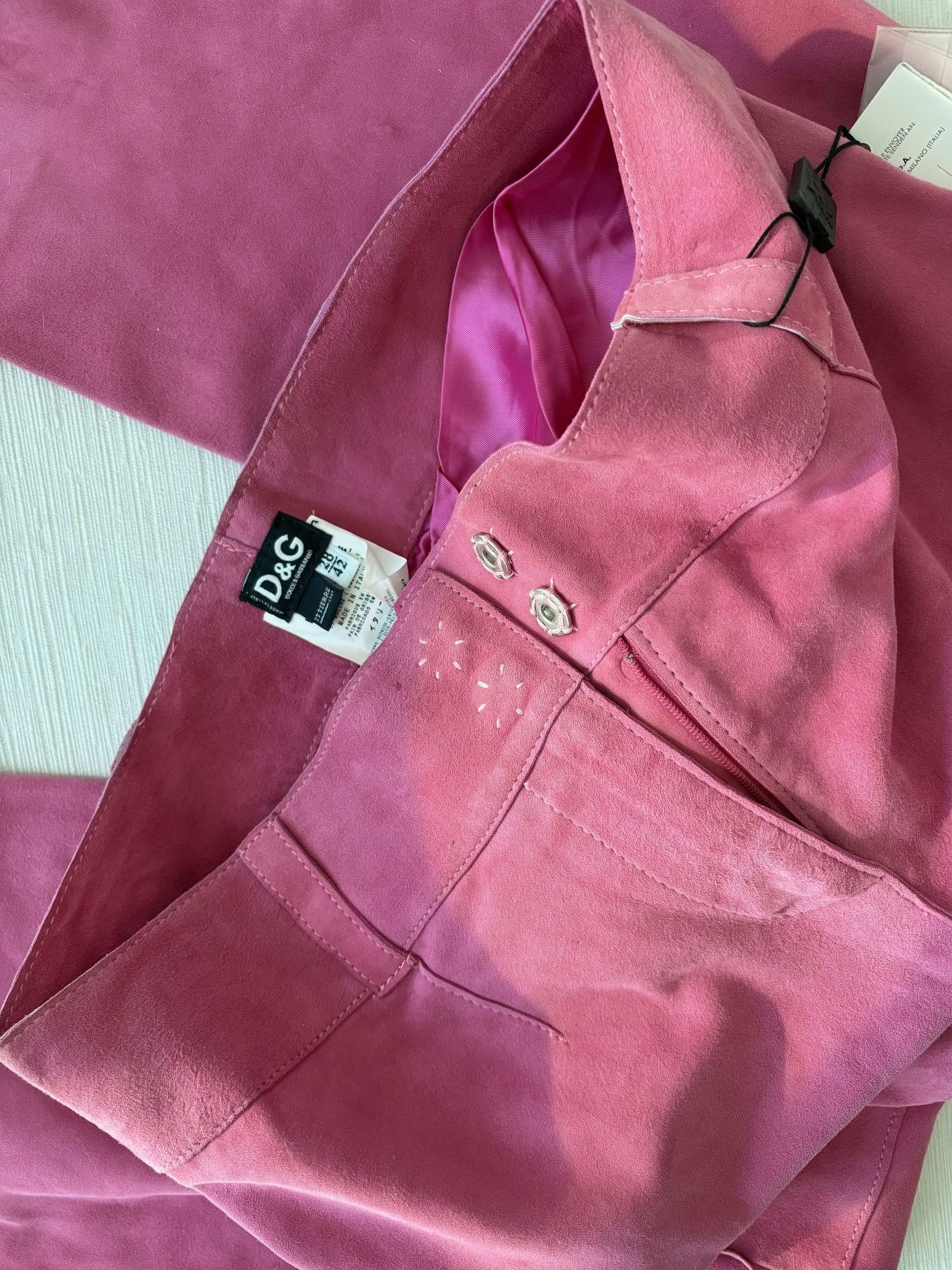 Dolce & Gabbana D&G Dolce & Gabbana Pink Suede Leather Flare Pants Size 27" / US 4 / IT 40 - 5 Thumbnail