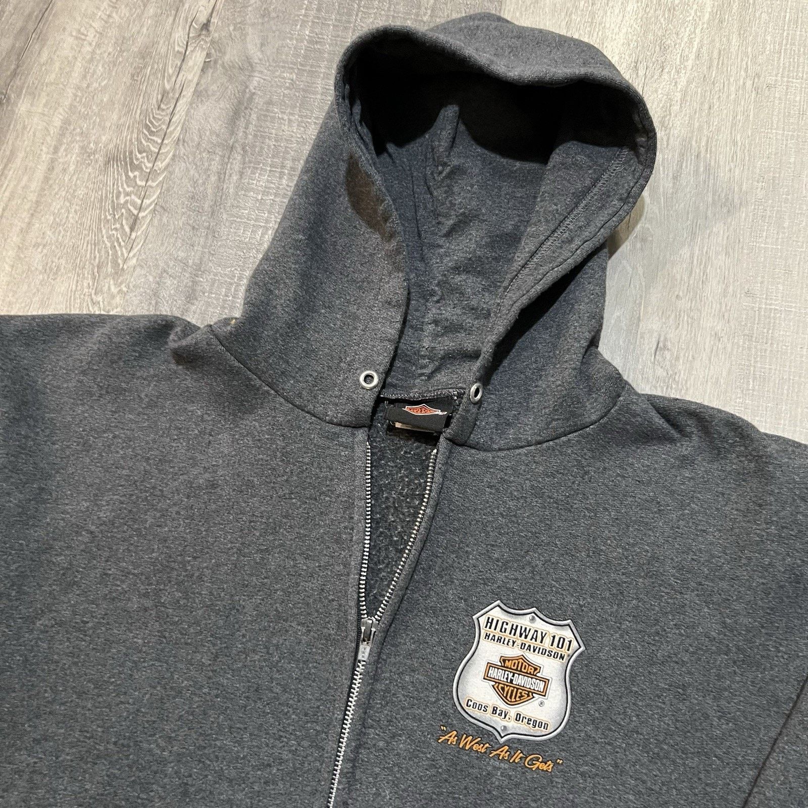 Harley Davidson Harley Davidson Grey Full Zip Biker Hoodie Coos Bay Oregon Size US M / EU 48-50 / 2 - 3 Thumbnail