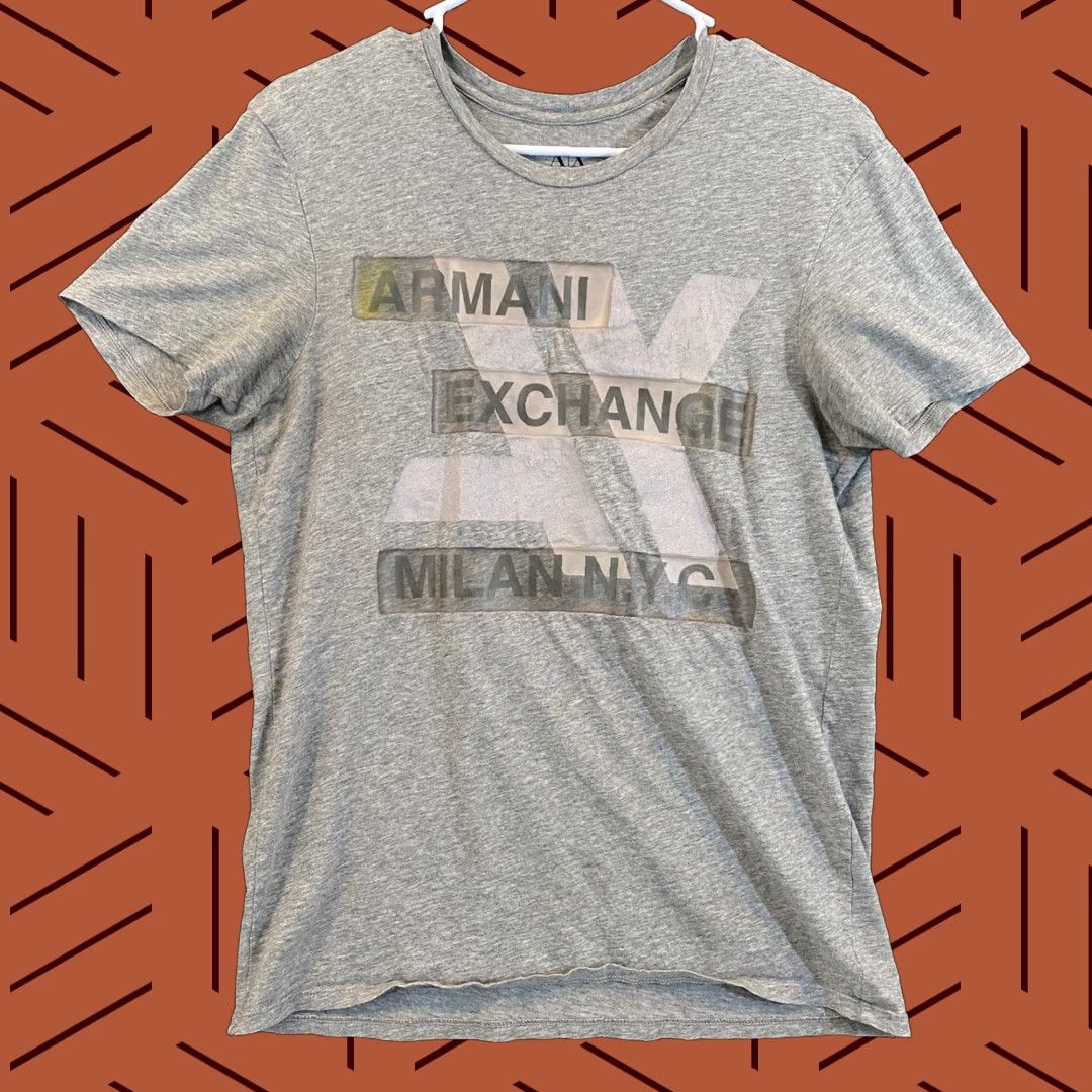 Armani Exchange ARMANI EXCHANGE Shirt Womens Medium Gray Spellout Graphic Tee Milan NYC Size M / US 6-8 / IT 42-44 - 1 Thumbnail