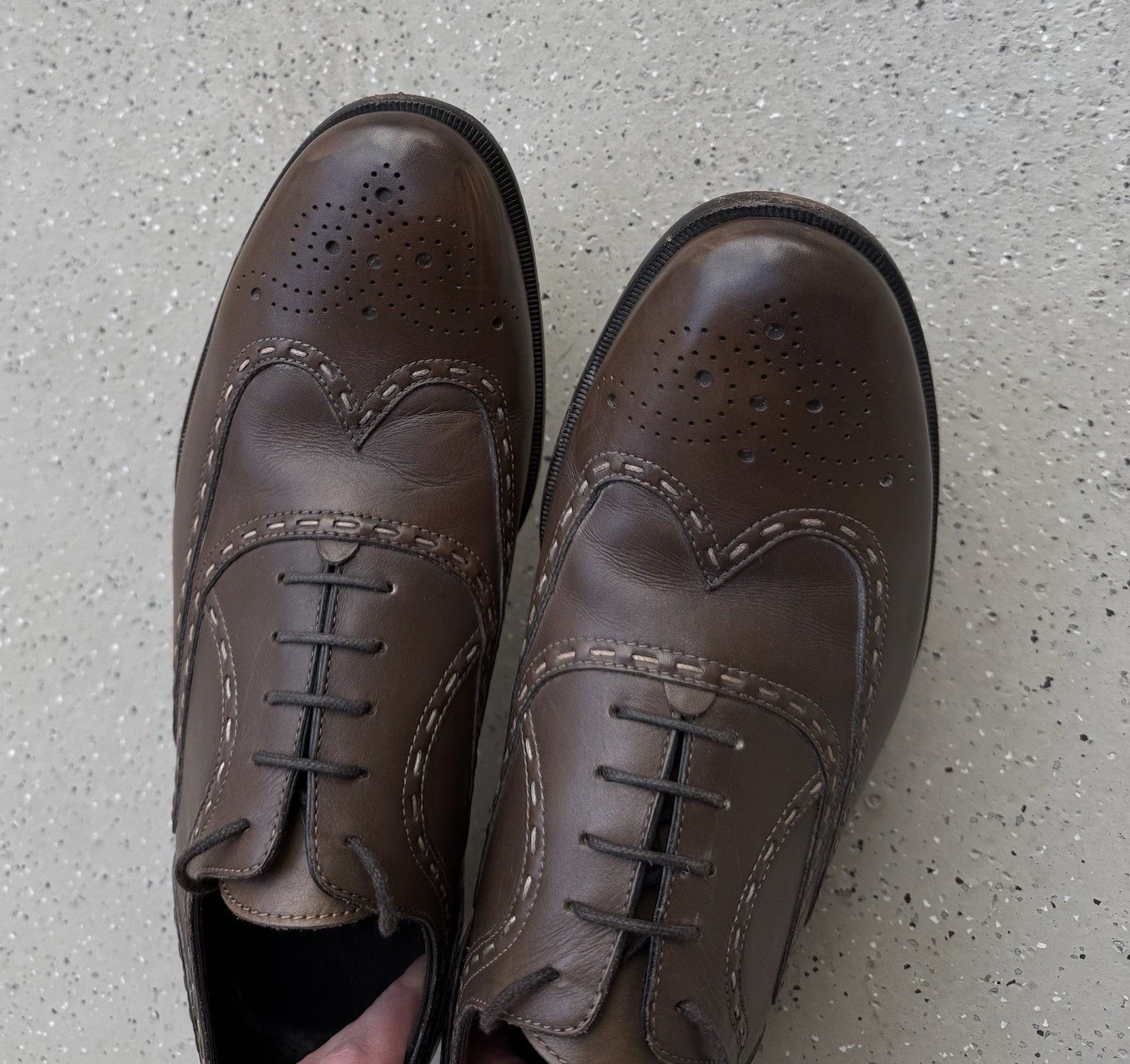 Bottega Veneta Bottega Veneta Men’s Lace Up Derby Leather Brogue Shoes Size US 8 / EU 41 - 5 Thumbnail